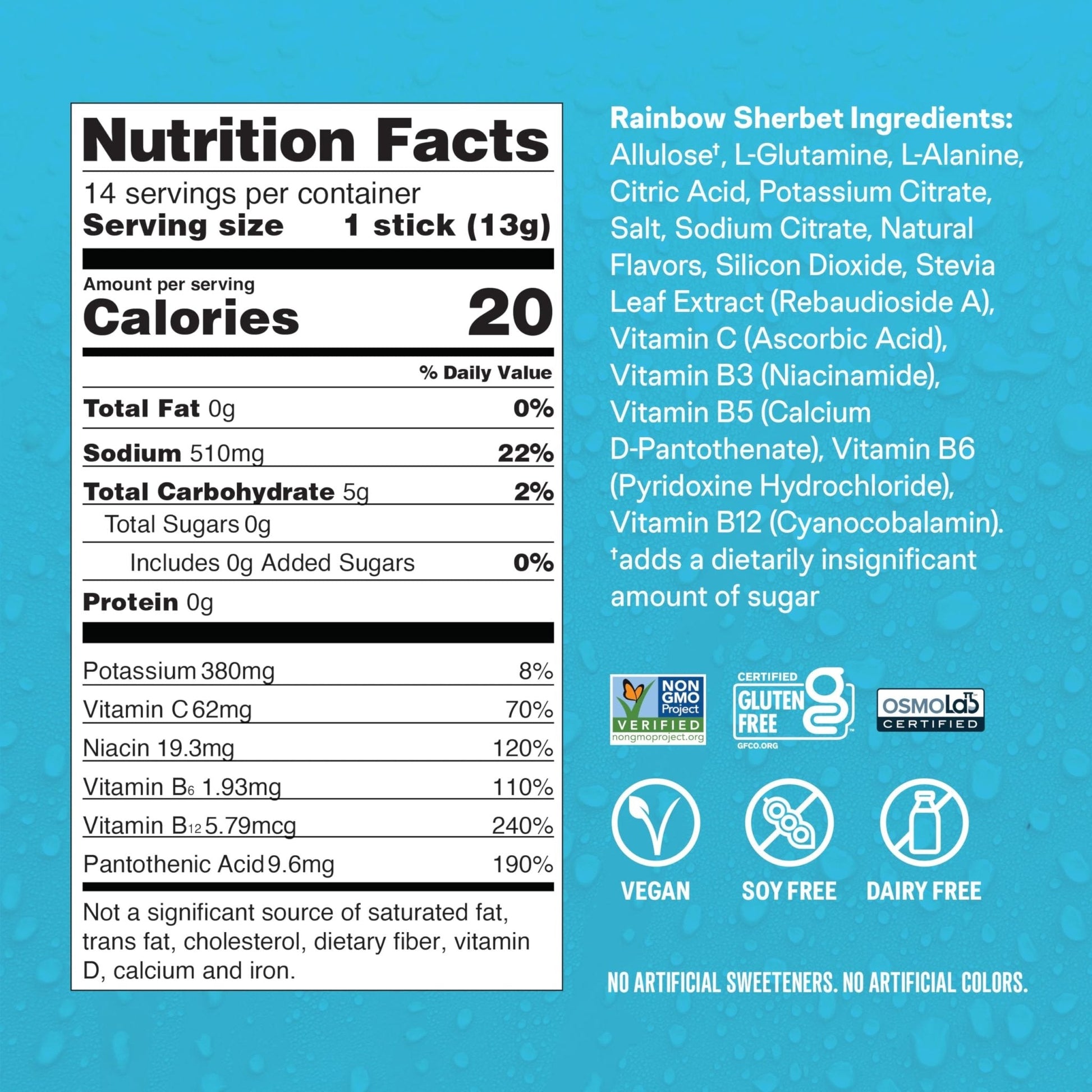 Liquid I.V.® Hydration Multiplier Sugar-Free - Rainbow Sherbet | Electrolyte Powder Drink Mix | 3 Pack (42 Servings) - Maple Wellness Supplements