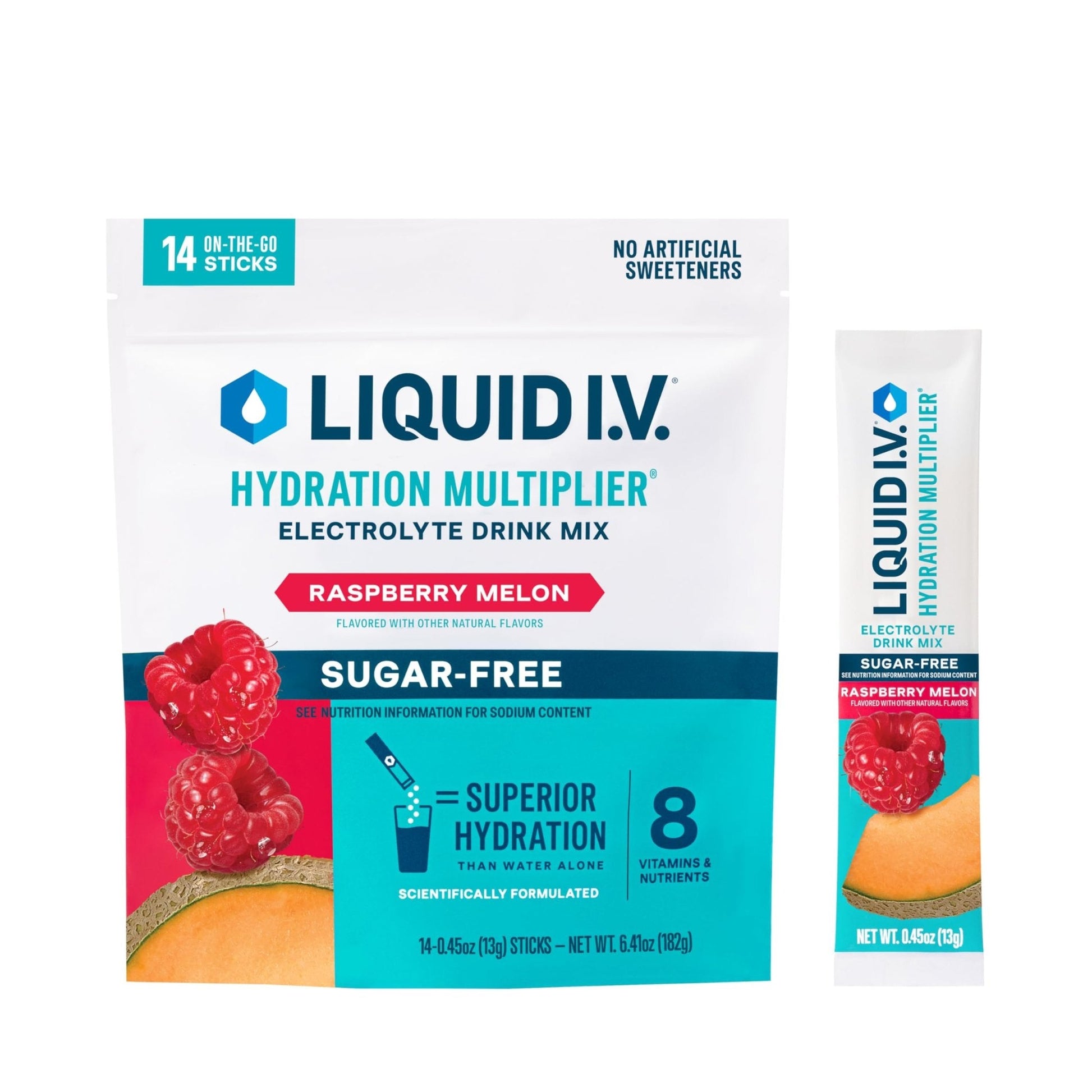 Liquid I.V.® Hydration Multiplier Sugar-Free - Raspberry Melon | Electrolyte Powder Drink Mix | 1 Pack (14 Servings) - Maple Wellness Supplements