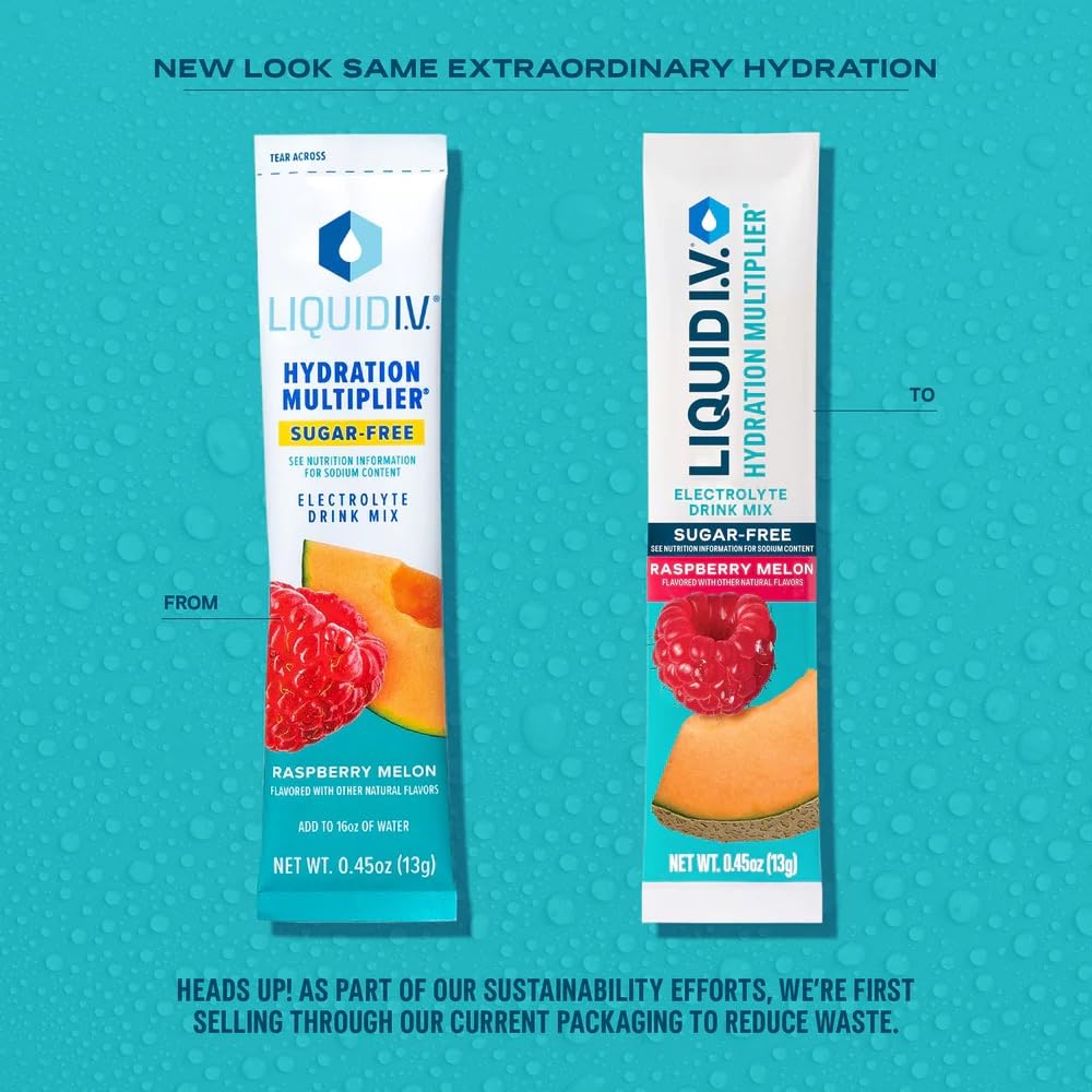 Liquid I.V.® Hydration Multiplier Sugar-Free - Raspberry Melon | Electrolyte Powder Drink Mix | 3 Pack (42 Servings) - Maple Wellness Supplements