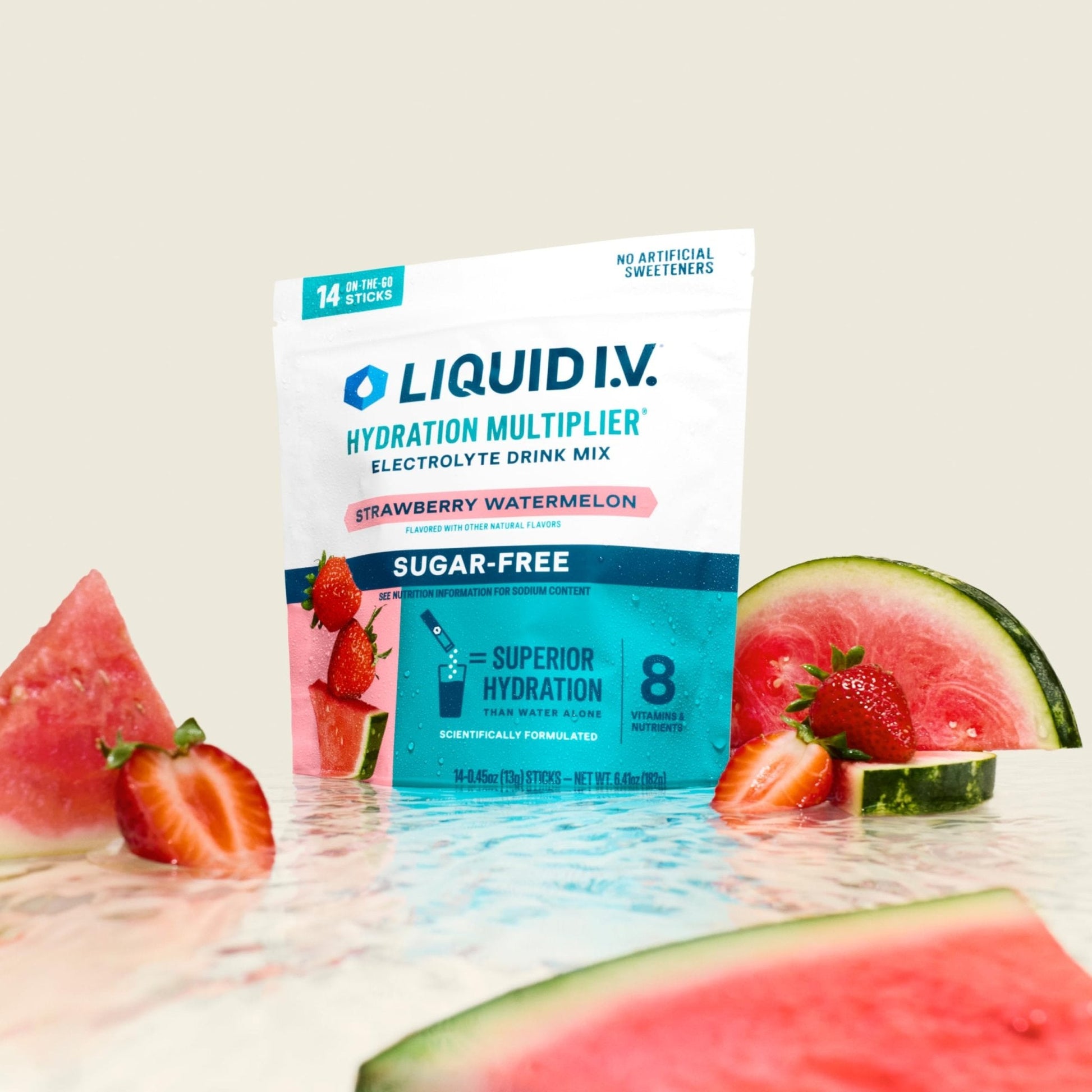 Liquid I.V.® Hydration Multiplier Sugar-Free - Strawberry Watermelon | Electrolyte Powder Drink Mix | 1 Pack (14 Servings) - Maple Wellness Supplements