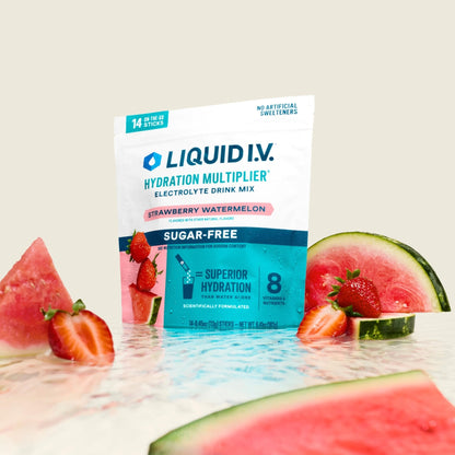 Liquid I.V.® Hydration Multiplier Sugar-Free - Strawberry Watermelon | Electrolyte Powder Drink Mix | 1 Pack (14 Servings) - Maple Wellness Supplements