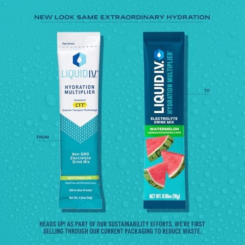 Liquid I.V.® Hydration Multiplier® - Watermelon | Electrolyte Powder Drink Mix | 1 Pack (16 Servings) - Maple Wellness Supplements