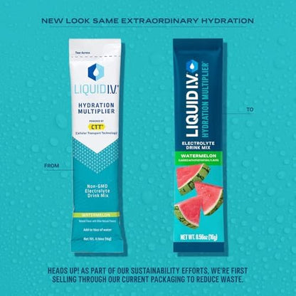 Liquid I.V.® Hydration Multiplier® - Watermelon | Electrolyte Powder Drink Mix | 1 Pack (16 Servings) - Maple Wellness Supplements