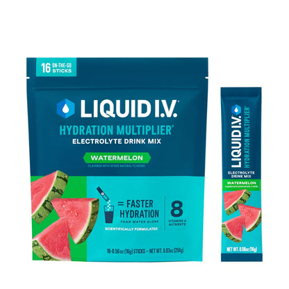 Liquid I.V.® Hydration Multiplier® - Watermelon | Electrolyte Powder Drink Mix | 1 Pack (16 Servings) - Maple Wellness Supplements