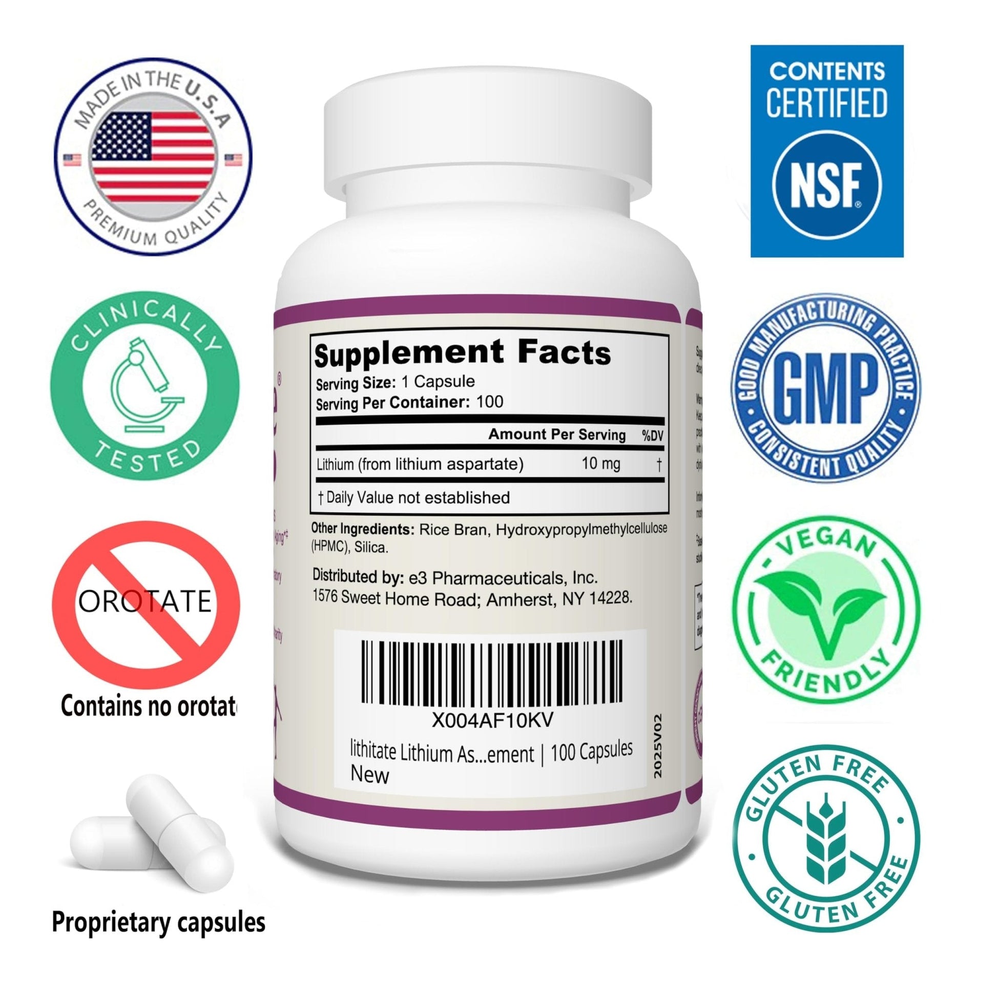 lithitate Lithium Aspartate 10mg | Supports Cognitive Function & Brain Health with Aging | NSF Certified | Promotes Mental Clarity, Healthy Mood & Longevity - Maple Wellness Supplements