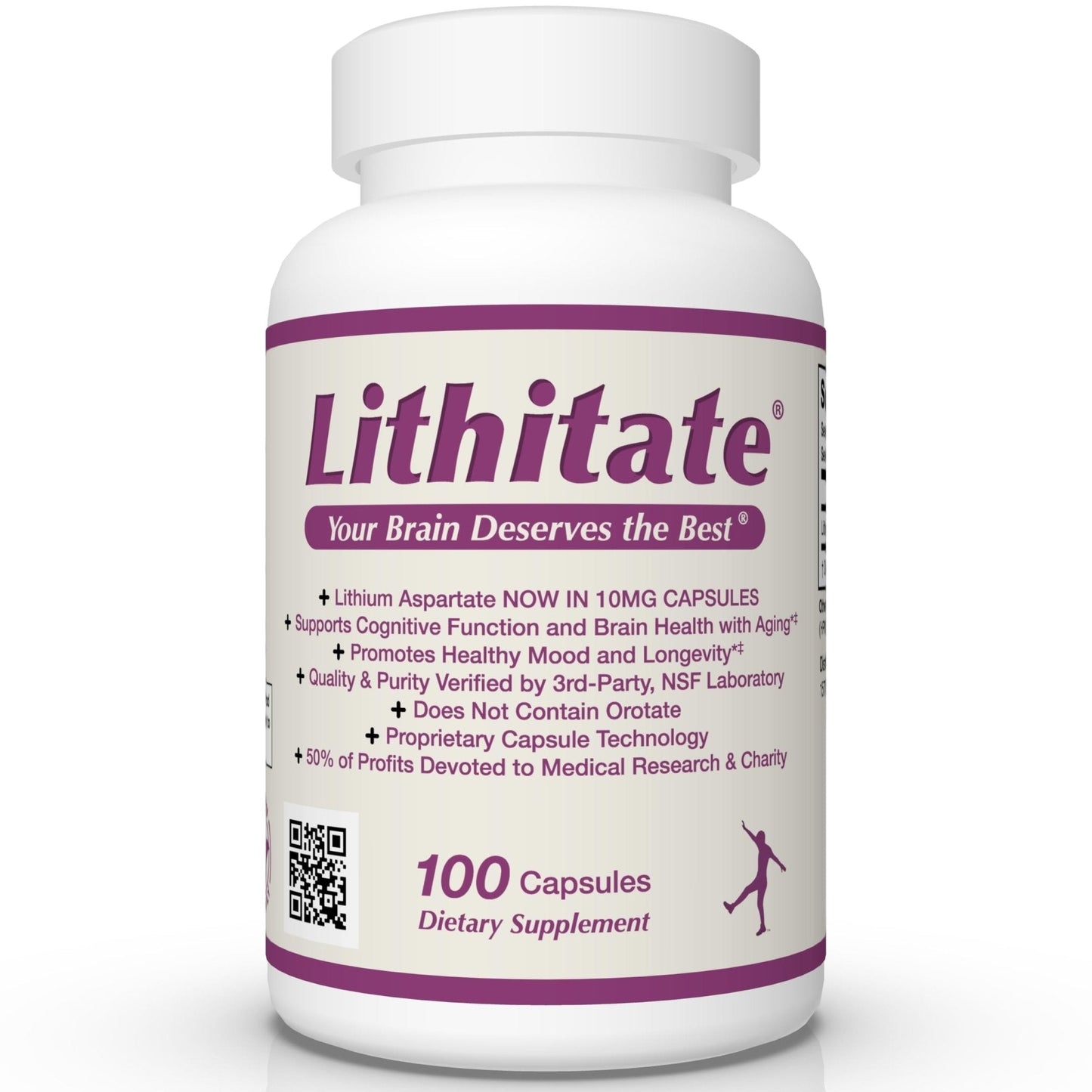 lithitate Lithium Aspartate 10mg | Supports Cognitive Function & Brain Health with Aging | NSF Certified | Promotes Mental Clarity, Healthy Mood & Longevity - Maple Wellness Supplements