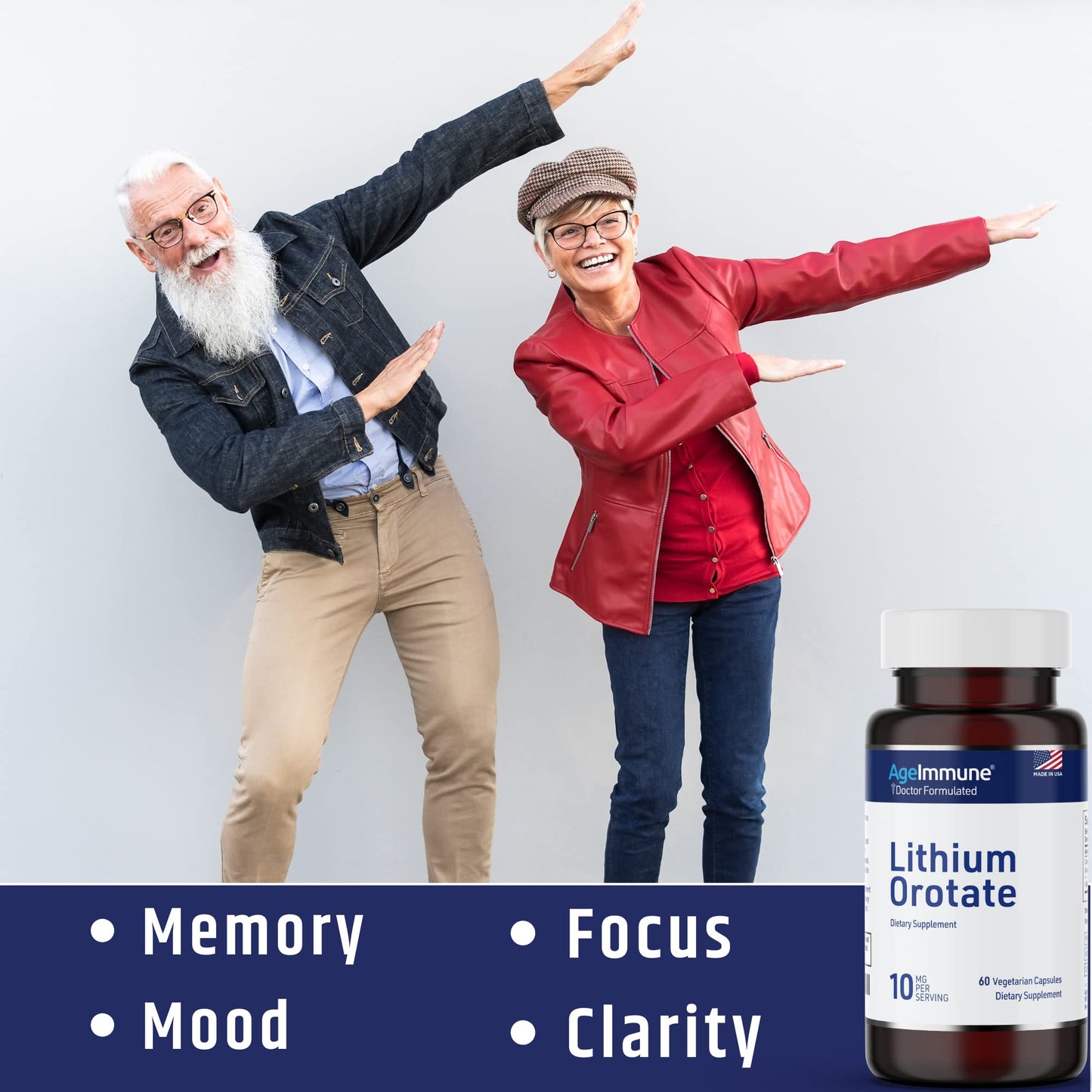 Lithium Orotate 10mg per Capsule - 60 Vegetarian Capsules. Memory and Emotional Wellness Support - Magnesium Stearate Free - Maple Wellness Supplements