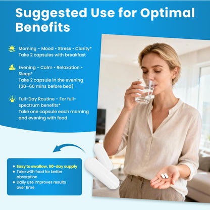 Lithium Orotate 5/10mg, L-Theanine 200mg, Ashwagandha 300mg - Mood Focus Memory Brain Supplements with Bacopa Monnieri, Lion’s Mane, Magnesium, Zinc D3 B6 Folate B12 - Maple Wellness Supplements