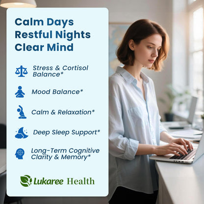Lithium Orotate 5/10mg, L-Theanine 200mg, Ashwagandha 300mg - Mood Focus Memory Brain Supplements with Bacopa Monnieri, Lion’s Mane, Magnesium, Zinc D3 B6 Folate B12 - Maple Wellness Supplements