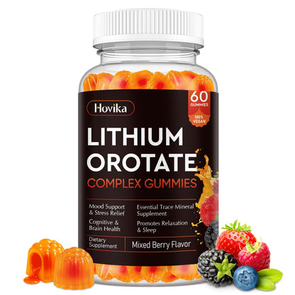 Lithium Orotate 5mg 10mg Gummies Lithium Supplements with Vitamin B, Magnesium & Selenium for Mood Support, Stress Relief, Brain Health, Non-GMO, Vegan, Gluten Free - Maple Wellness Supplements