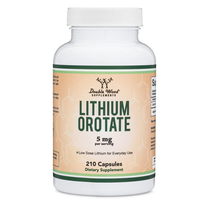 Lithium Orotate 5mg of Elemental Lithium for Cognition and Brain Health, 210 Capsules (Third Party Tested, Vegan Safe, Non-GMO) by Double Wood Supplements - Maple Wellness Supplements