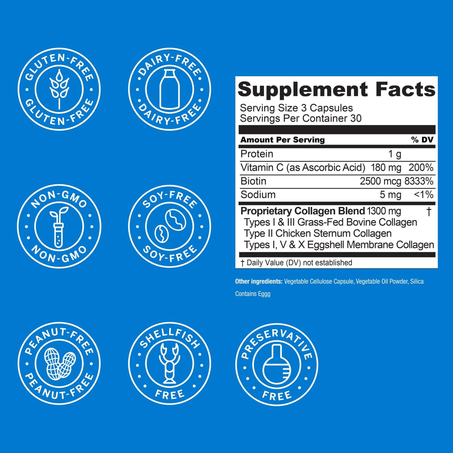 Live Conscious Beyond Collagen Multi Collagen Capsules - Types I, II, III, V & X - Hydrolyzed Blend with Biotin & Vitamin C for Hair, Skin, Nails 90 Capsules - Maple Wellness Supplements