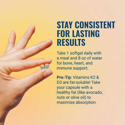 Live Conscious Vitamin K2 MK7 with D3 Supplement | Bone & Heart Health Support - Patented Vitamin K & Vitamin D3 5000 IU - 60 Softgels - Maple Wellness Supplements