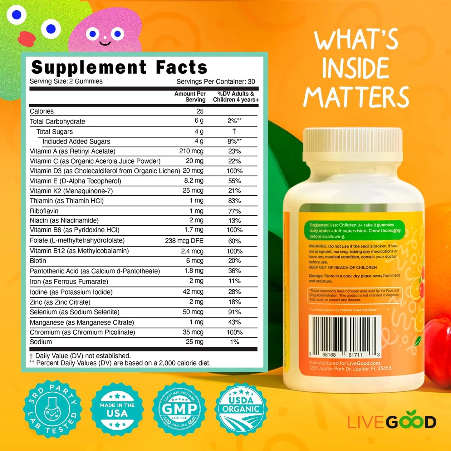 LIVEGOOD Organic Children’s Multivitamin Gummies, Kids Multivitamin, Vitamin D for Toddlers and Children, Organic Kids Chewable Vitamins for Immunity - Maple Wellness Supplements