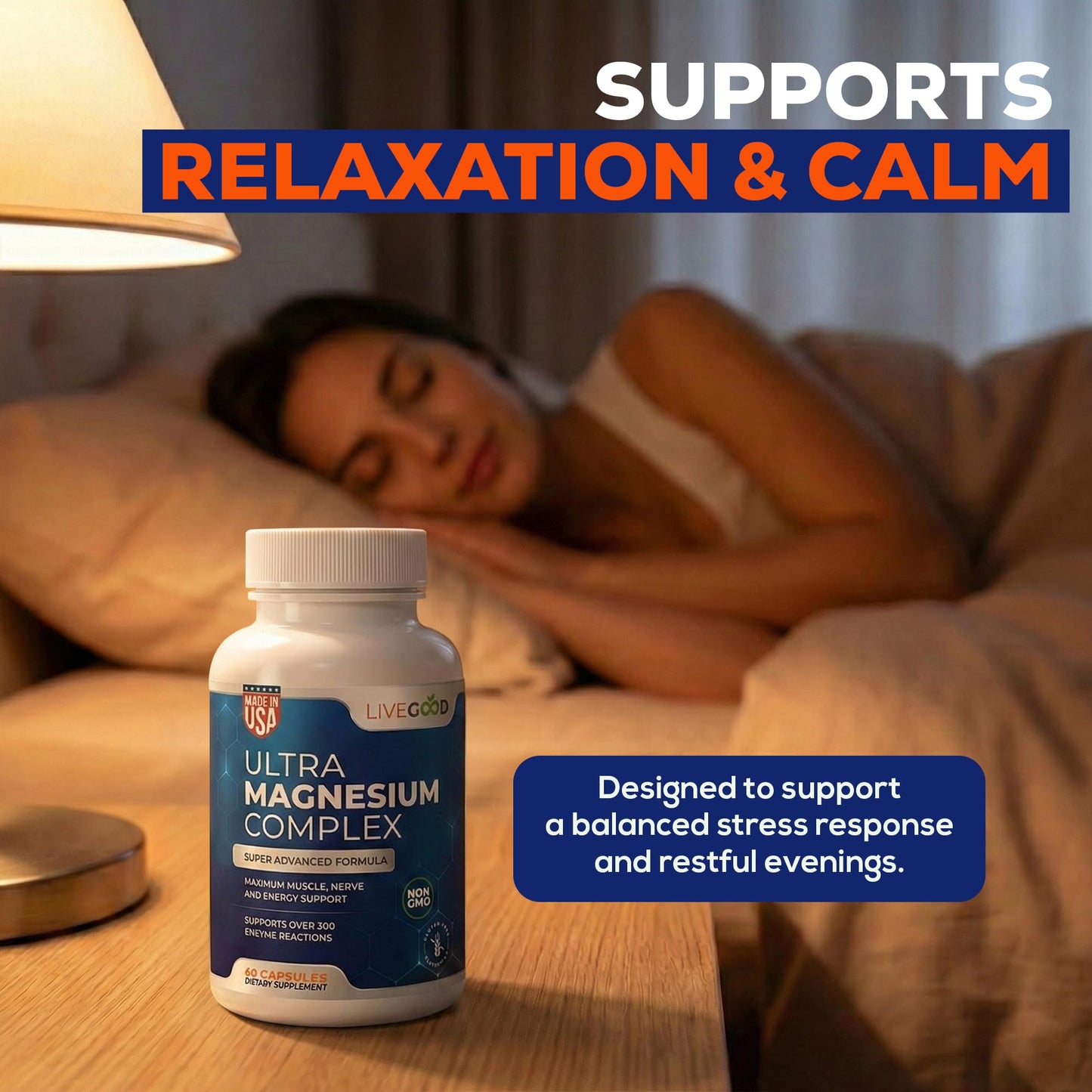 LiveGood™ Ultra Magnesium Complex, Organic Magnesium Glycinate and Gluconate for Muscle Recovery, Nerve Support & Relief – High Absorption Supplement, Vegan, Non-GMO, Made in USA, 60 Capsules - Maple Wellness Supplements
