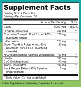 LIVELY VITAMIN CO. Perfect Ten - Anti-Aging & Antioxidant Supplement - Biotin & Lipoic Acid - Healthy Hair, Skin, Nails - Energy Boost - Sharper Brain Function - Stronger Immunity - 60 Capsules - Maple Wellness Supplements