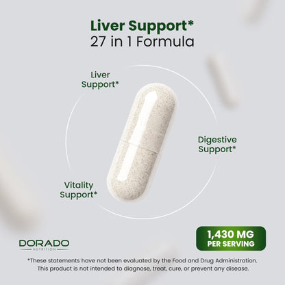 Liver Cleanse Detox & Repair (27 in 1 Formula - Milk Thistle, Dandelion Root, Turmeric, Artichoke Extract & More) - Detox Cleanse Supplement, - Maple Wellness Supplements