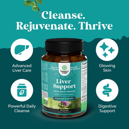 Liver Cleanse Detox & Repair - Milk Thistle Supplement for Digestion & Immune Health - Ginger Root, Choline & Dandelion Root - Maple Wellness Supplements