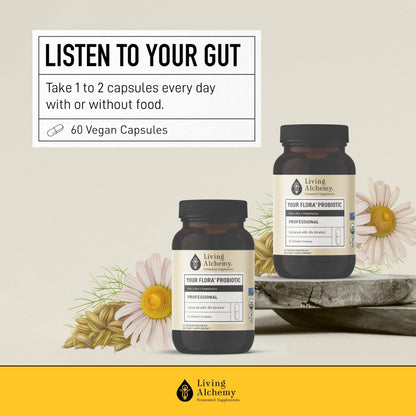 Living Alchemy Gut Health Supplements for Men & Women - Your Flora Probiotic Professional Digestion Supplement with Fermented Soybean, Prebiotics, - Maple Wellness Supplements