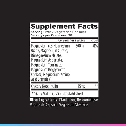 Livingood Daily Magnesium Supplement with Magnesium Glycinate, Citrate, Malate, Oxide, Aspartate, Amino Acid Complex and Chicory Root for Heart Health, Sleep and Muscle Support, 300mg, 60 Capsules - Maple Wellness Supplements