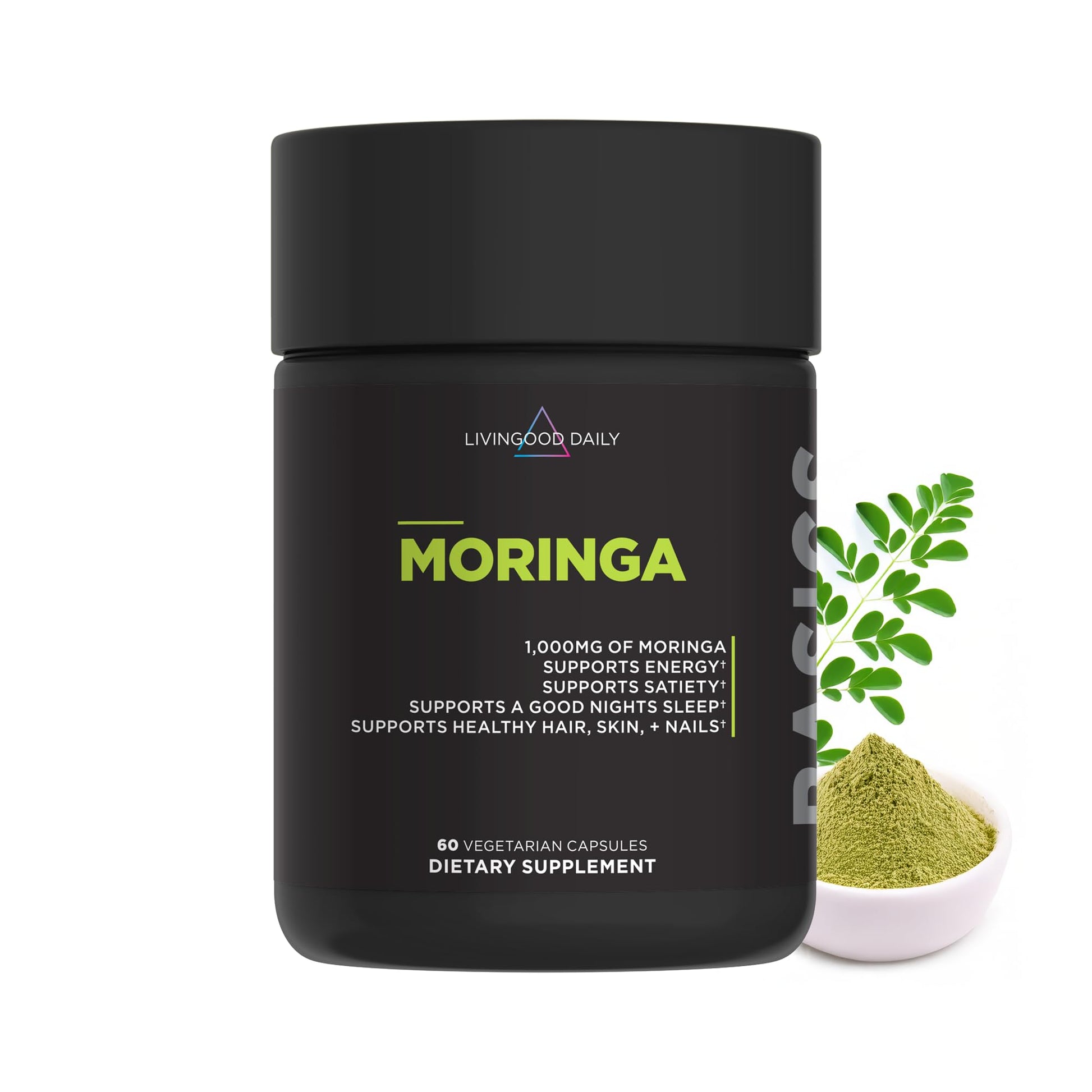 Livingood Daily Moringa Capsules, Moringa Supplement for Energy, Sleep, Satiety, Hair, Skin, Nails & Wellness, Plant Based Vegetarian, Gluten Free - Maple Wellness Supplements