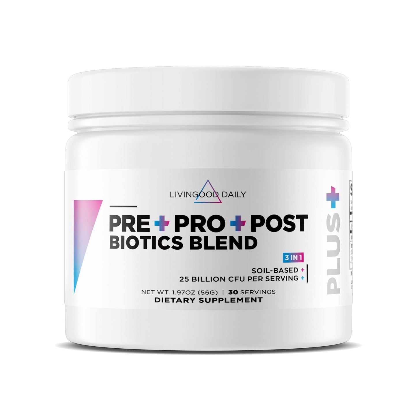 Livingood Daily Pre Pro Post Biotics Blend Powder, Digestive Health Supplement with Prebiotics from Organic Blue Agave Inulin, SBO Probiotics, Probiotics for Women & Men - Maple Wellness Supplements