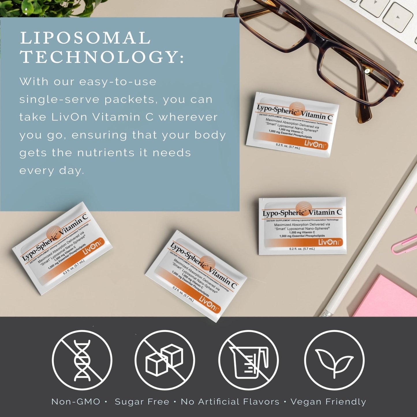 LivOn Laboratories Lypo–Spheric Vitamin C – 3 Cartons (90 Packets) – 1,000 mg Vitamin C & 1,000 mg Essential Phospholipids Per Packet – Liposome Encapsulated for Improved Absorption – 100% Non–GMO - Maple Wellness Supplements