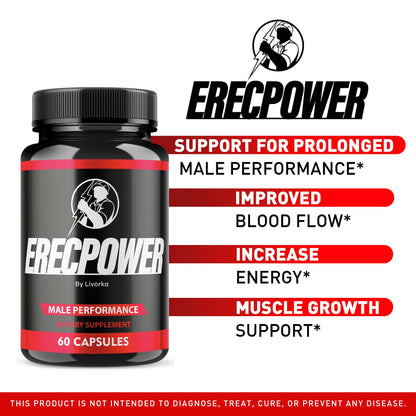 LIVORKA Erecpower Multivitamin Male Performance Capsules for Mens Health, Advanced Formula - 300 Capsules (5 Month Supply) - Pack of 5 - Maple Wellness Supplements