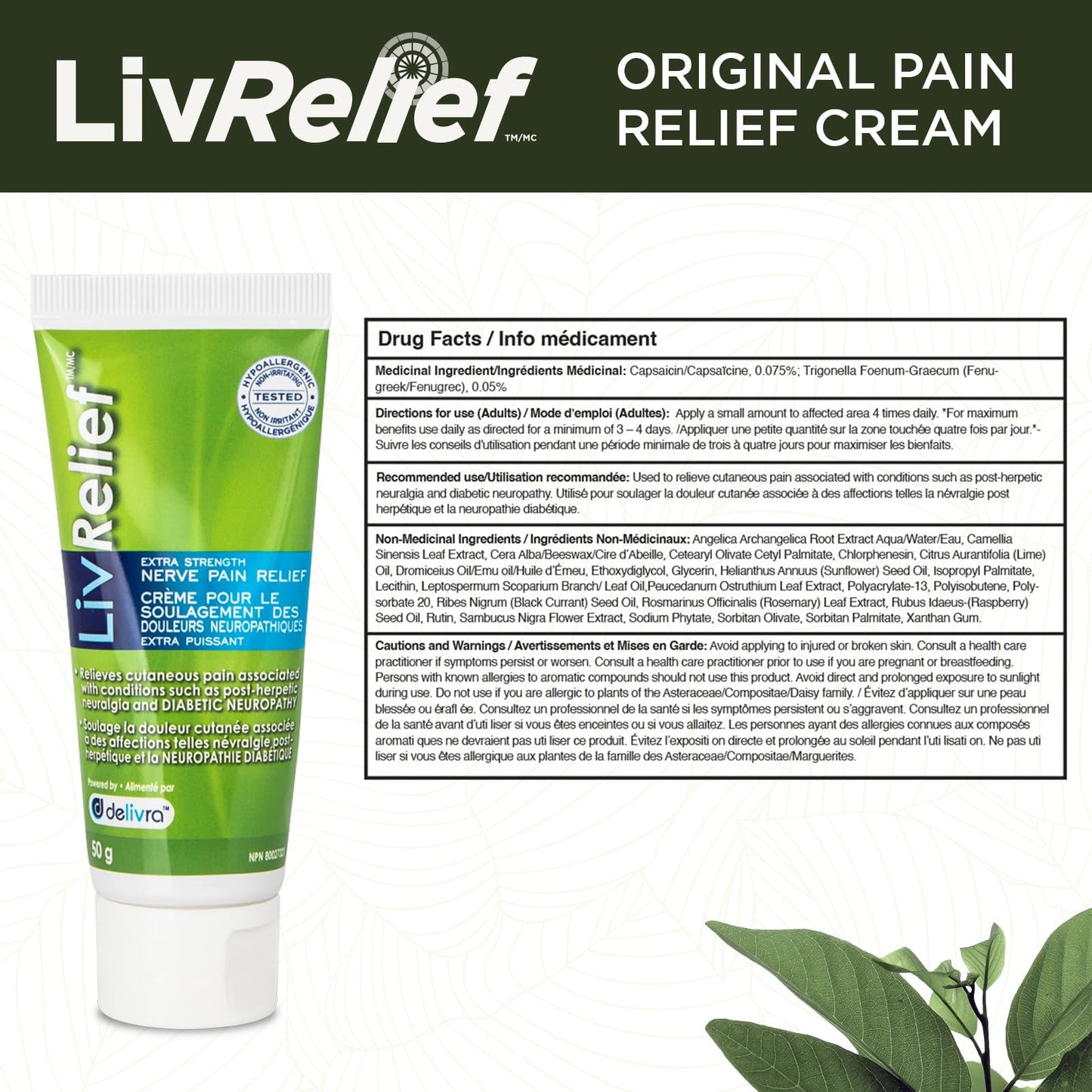 LivRelief Nerve Pain Relief Extra Strength - 50g - Maple Wellness Supplements