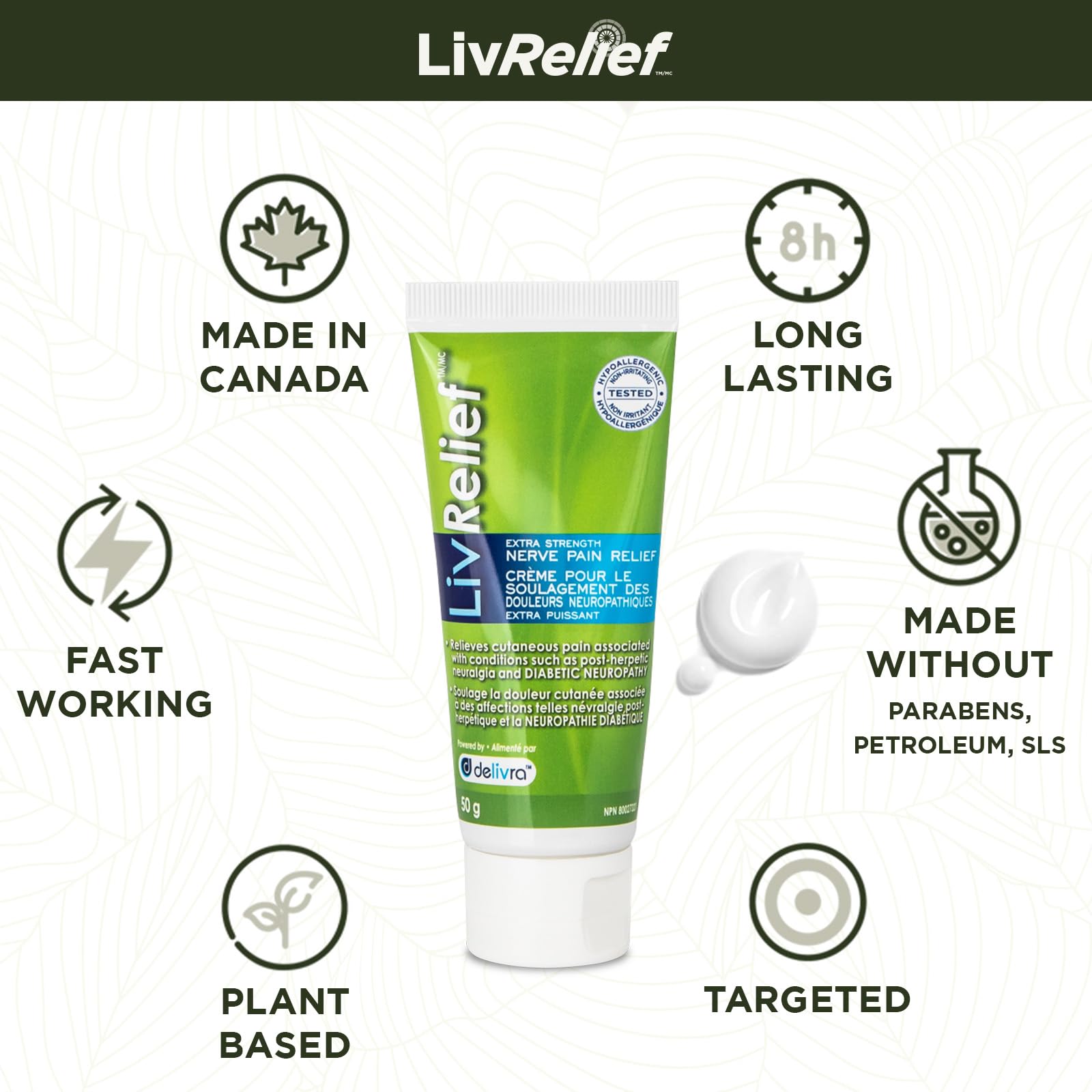 LivRelief Nerve Pain Relief Extra Strength - 50g - Maple Wellness Supplements