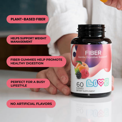 LIVS Fiber Gummies for Adults – Promote Digestive Support & Regularity | Gut Health & Smooth Digestion | Plant-Based Prebiotic | Non-GMO Fiber Supplement - Maple Wellness Supplements