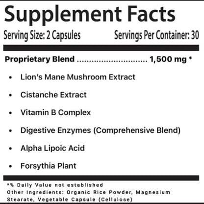 LL Supplement MindBoost Nootropic Brain & Focus Supplement – Lion’s Mane, B Vitamins & Alpha Lipoic Acid – Pharmacist Formulated – Gold Cap Edition – 60 Capsules - Maple Wellness Supplements