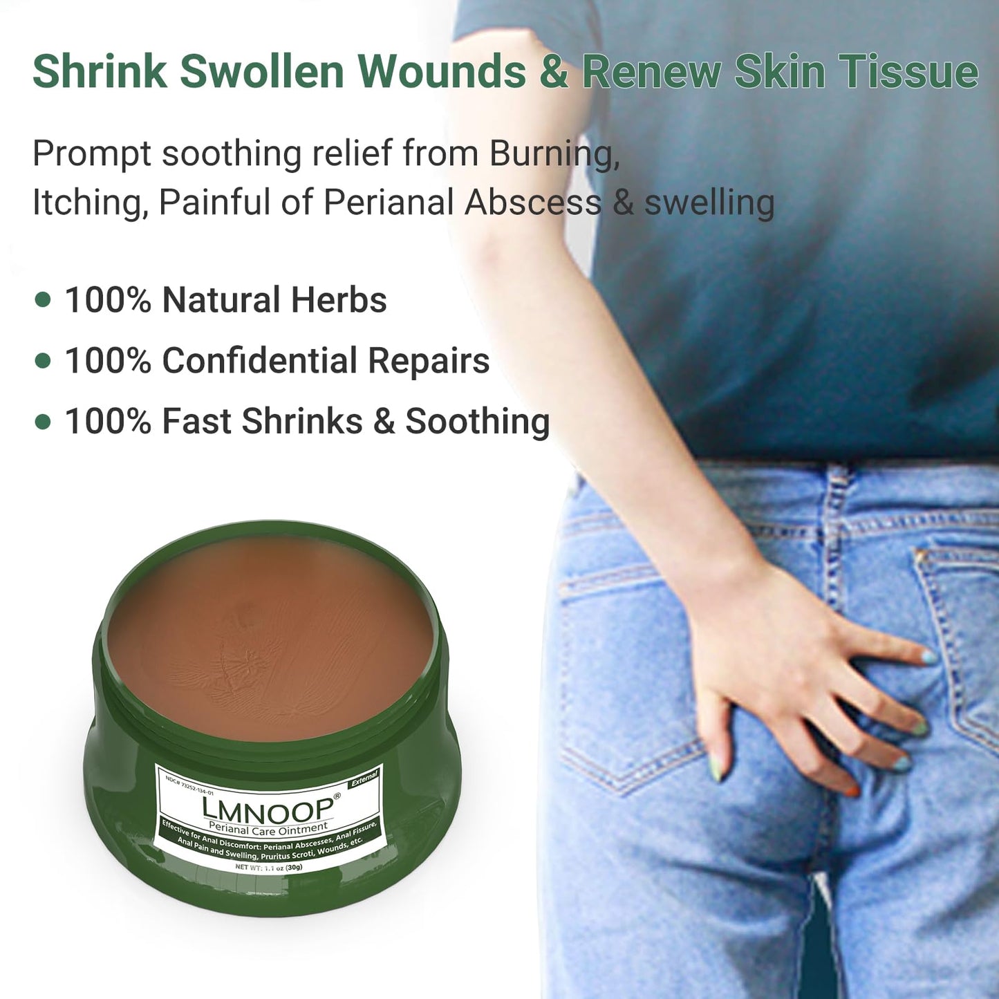 LMNOOP Perianal Repair Ointment: Treatments for Anal Fistula, Anal Fissure, Perianal Abscess, Rapid Relief from Pain, Burning, Itching, Swelling, Bleeding, and Discomfort by Jock Itch or Hemorrhoids - Maple Wellness Supplements