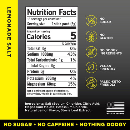 LMNT Zero Sugar Electrolytes - Lemonade | Drink Mix | 18-Count - Maple Wellness Supplements