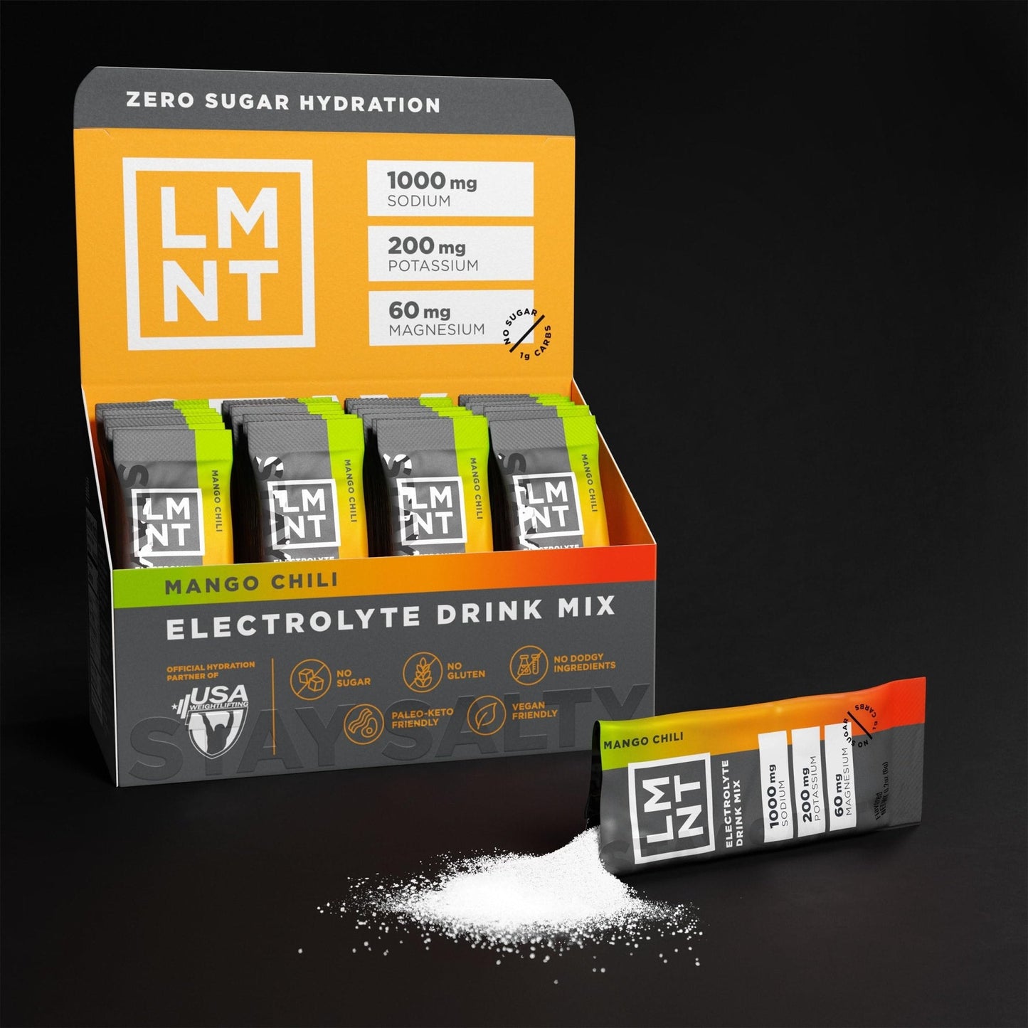 LMNT Zero Sugar Electrolytes - Mango Chili Salt | Drink Mix | 30 Count - Maple Wellness Supplements