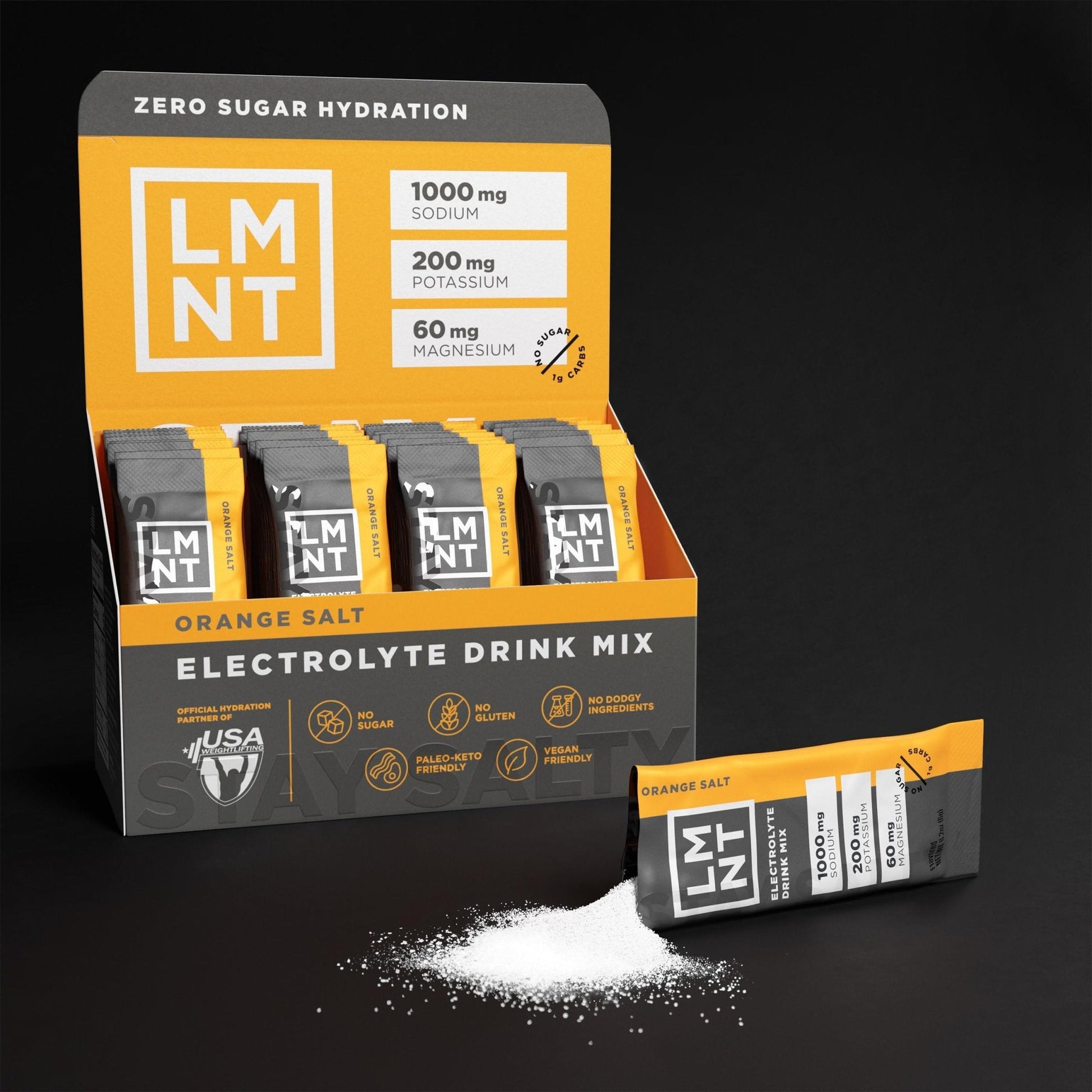 LMNT Zero Sugar Electrolytes - Orange Salt | Drink Mix | 30-Count - Maple Wellness Supplements