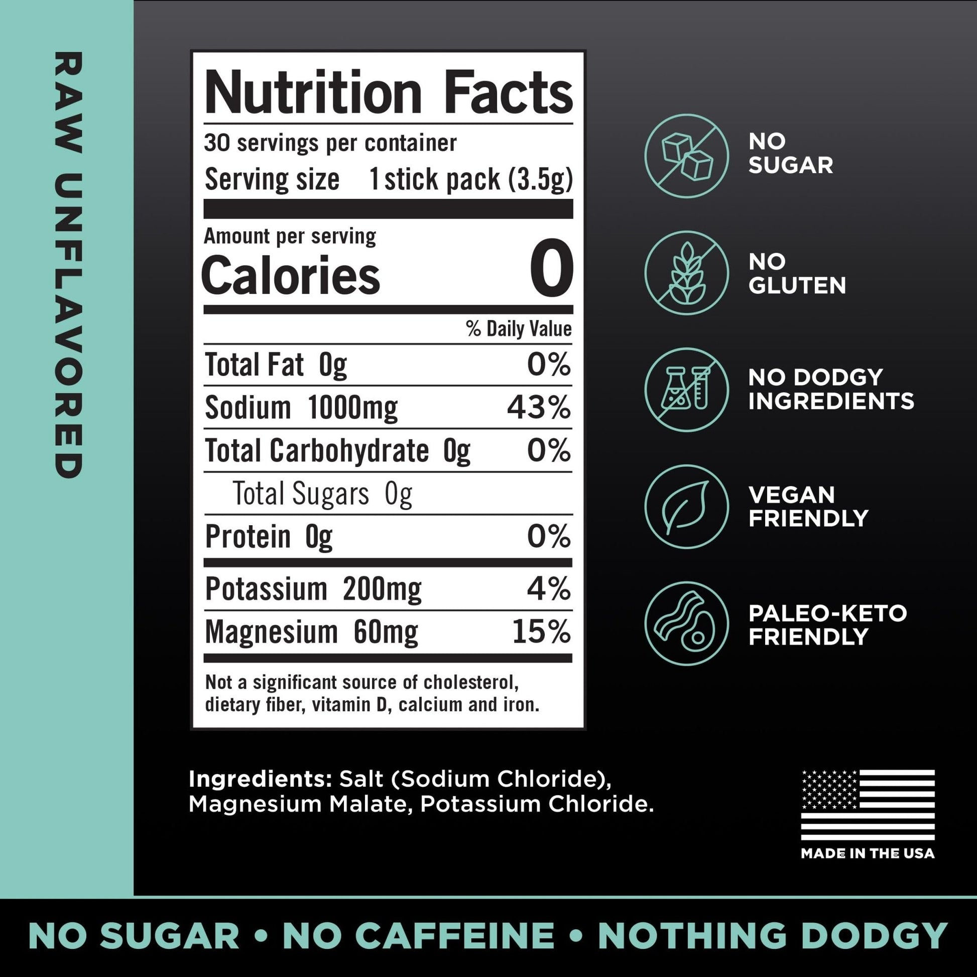 LMNT Zero Sugar Electrolytes - Raw Unflavored Salt | Drink Mix | 30-Count - Maple Wellness Supplements