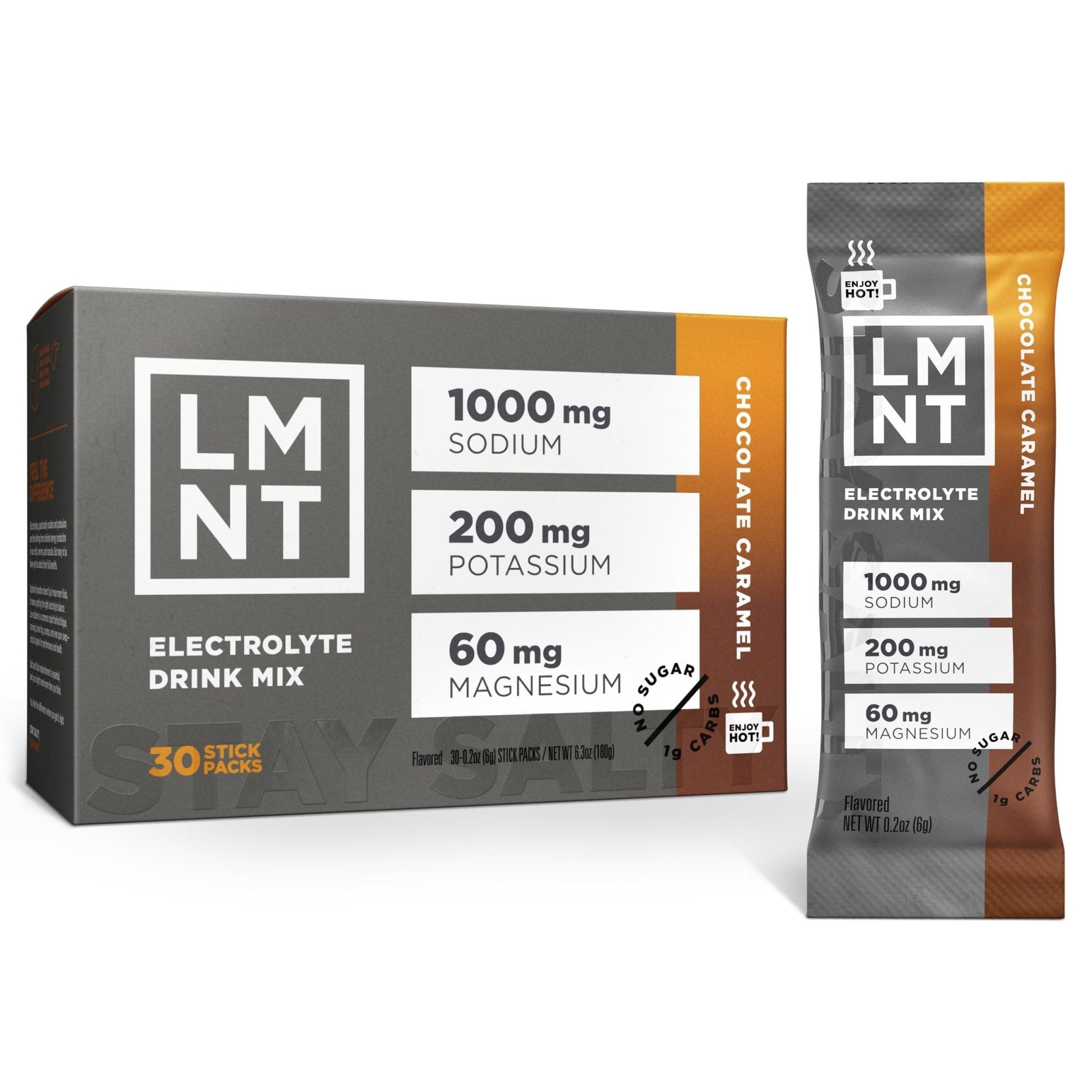 LMNT Zero Sugar Hot Chocolate or Coffee Mixer - Chocolate Caramel Salt | Drink Mix | 30-Count - Maple Wellness Supplements