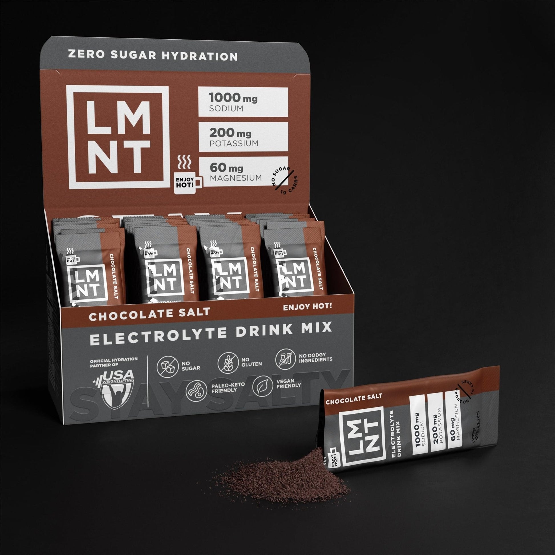 LMNT Zero Sugar Hot Chocolate or Coffee Mixer - Chocolate Salt | Drink Mix | 30-Count - Maple Wellness Supplements