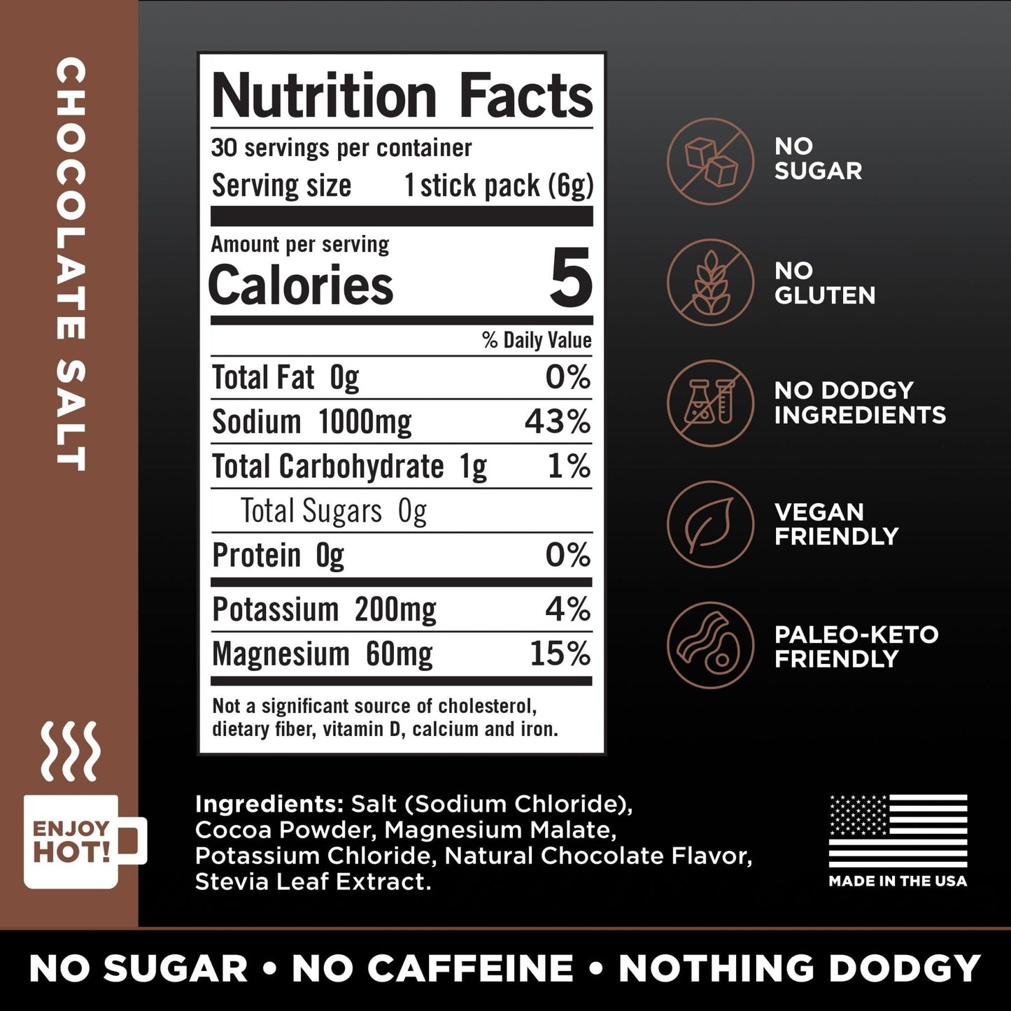 LMNT Zero Sugar Hot Chocolate or Coffee Mixer - Chocolate Salt | Drink Mix | 30-Count - Maple Wellness Supplements