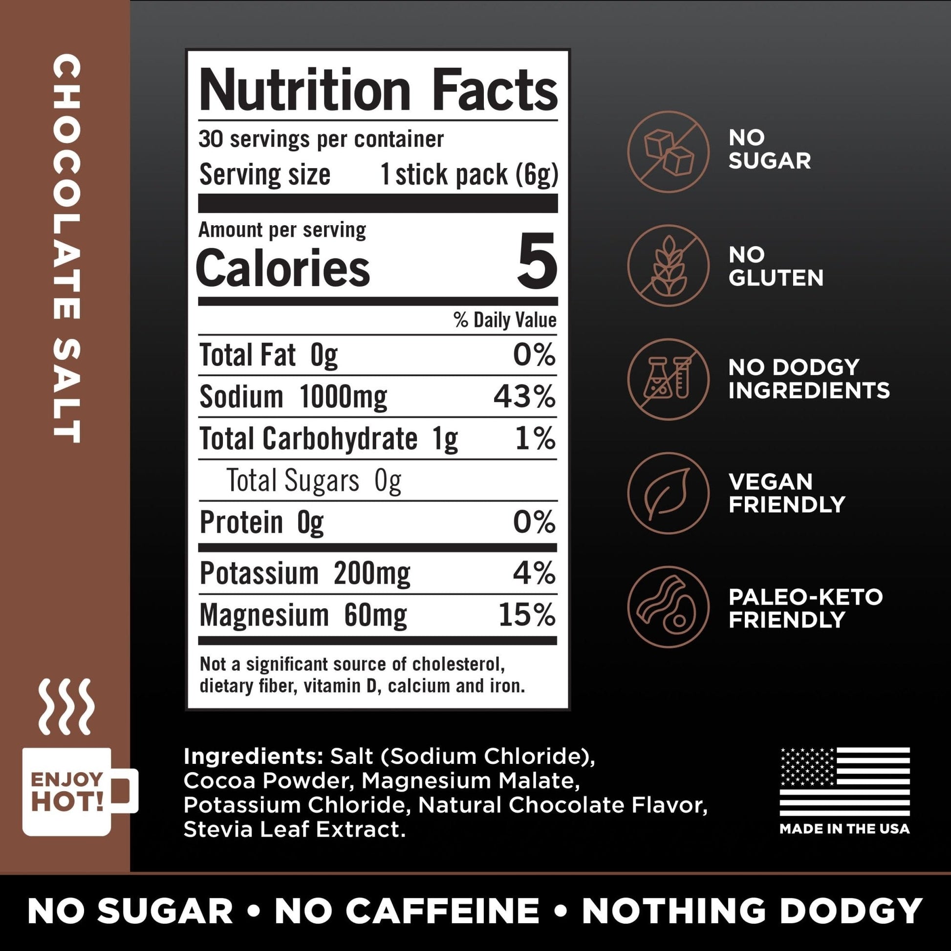 LMNT Zero Sugar Hot Chocolate or Coffee Mixer - Chocolate Salt | Drink Mix | 30-Count - Maple Wellness Supplements