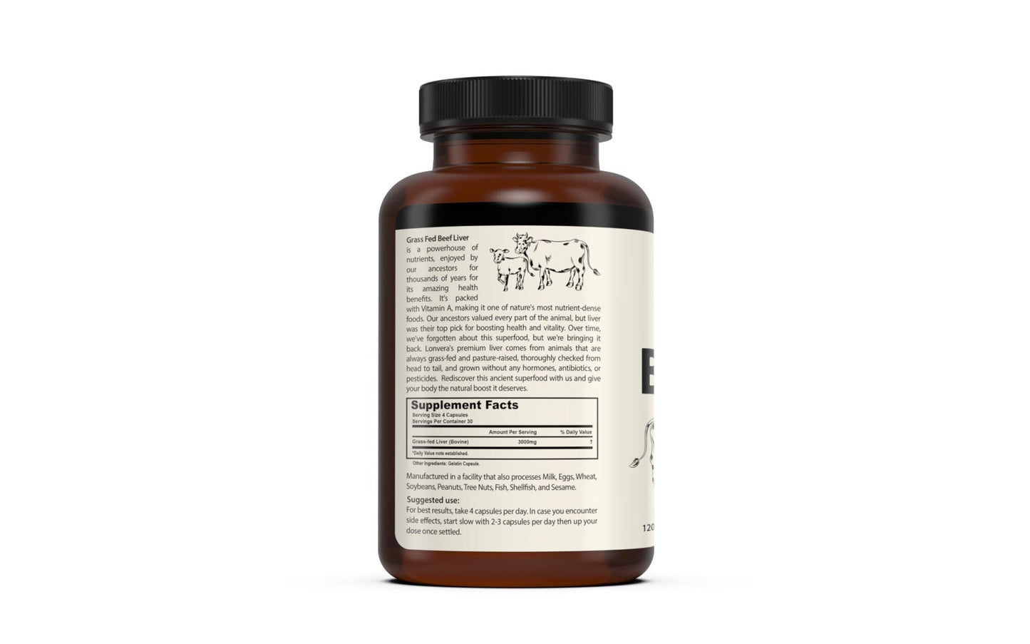 Lonvera Grass Fed Beef Liver Capsules for Women and Men – 3000mg Freeze Dried Desiccated Organs – Nutrient Source for Joints, Bones, Hair, Skin - Maple Wellness Supplements