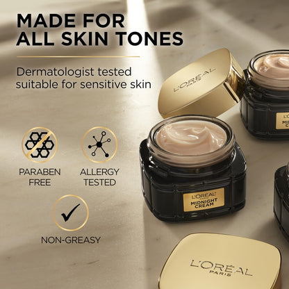 L'Oreal Paris Age Perfect Anti-Aging Midnight Cream, Face Moisturizer to Reduce Wrinkles and Firm Skin, 1.7oz + Serum Sample - Maple Wellness Supplements