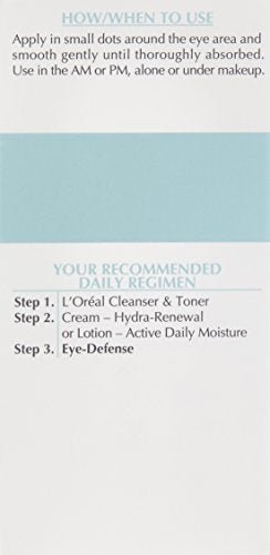 L'Oreal Paris Dermo-Expertise Eye Defense Eye Cream with Caffeine and Hyaluronic Acid 0.5 oz - Maple Wellness Supplements