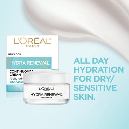 L'Oreal Paris Skincare Hydra-Renewal Face Moisturizer with Pro-Vitamin B5 for Dry Sensitive Skin, All-Day Hydration, 1.7 Oz - Maple Wellness Supplements