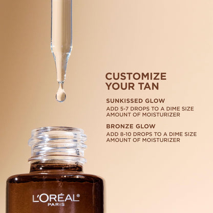 L'Oreal Paris Sublime Bronze Self Tanning Facial Drops with Hyaluronic Acid, Gradual Tan, Fragrance-Free, 1 fl. Oz - Maple Wellness Supplements