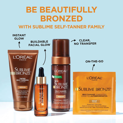L'Oreal Paris Sublime Bronze Self Tanning Towelettes, Streak-Free, Natural Looking Tan, 6 ct - Maple Wellness Supplements