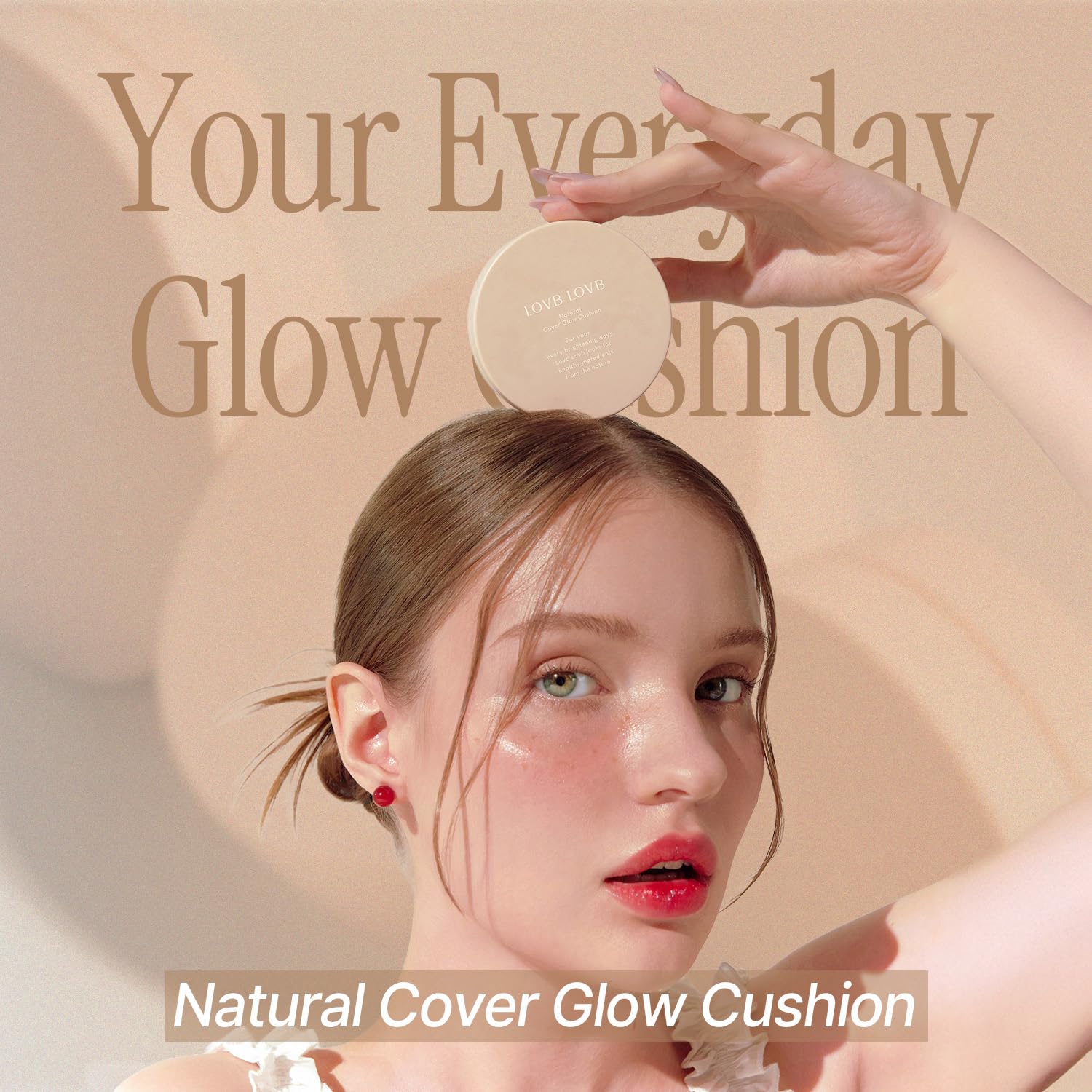 LOVB LOVB Natural Cover Glow Cushion Foundation | Satin Radiant Finish | Korean Foundation Makeup | Long-Lasting Natural Coverage | for All Skin Types 0.42 oz. (23N Natural Beige) - Maple Wellness Supplements