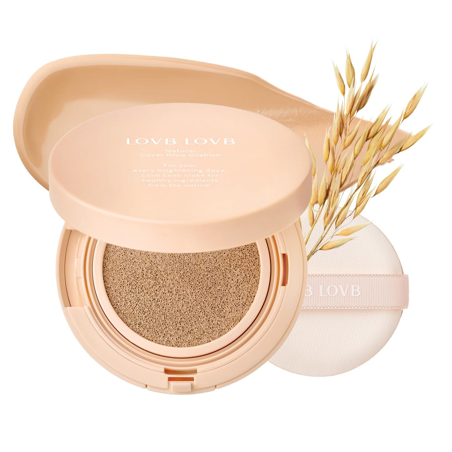 LOVB LOVB Natural Cover Glow Cushion Foundation | Satin Radiant Finish | Korean Foundation Makeup | Long-Lasting Natural Coverage | for All Skin Types 0.42 oz. (23N Natural Beige) - Maple Wellness Supplements