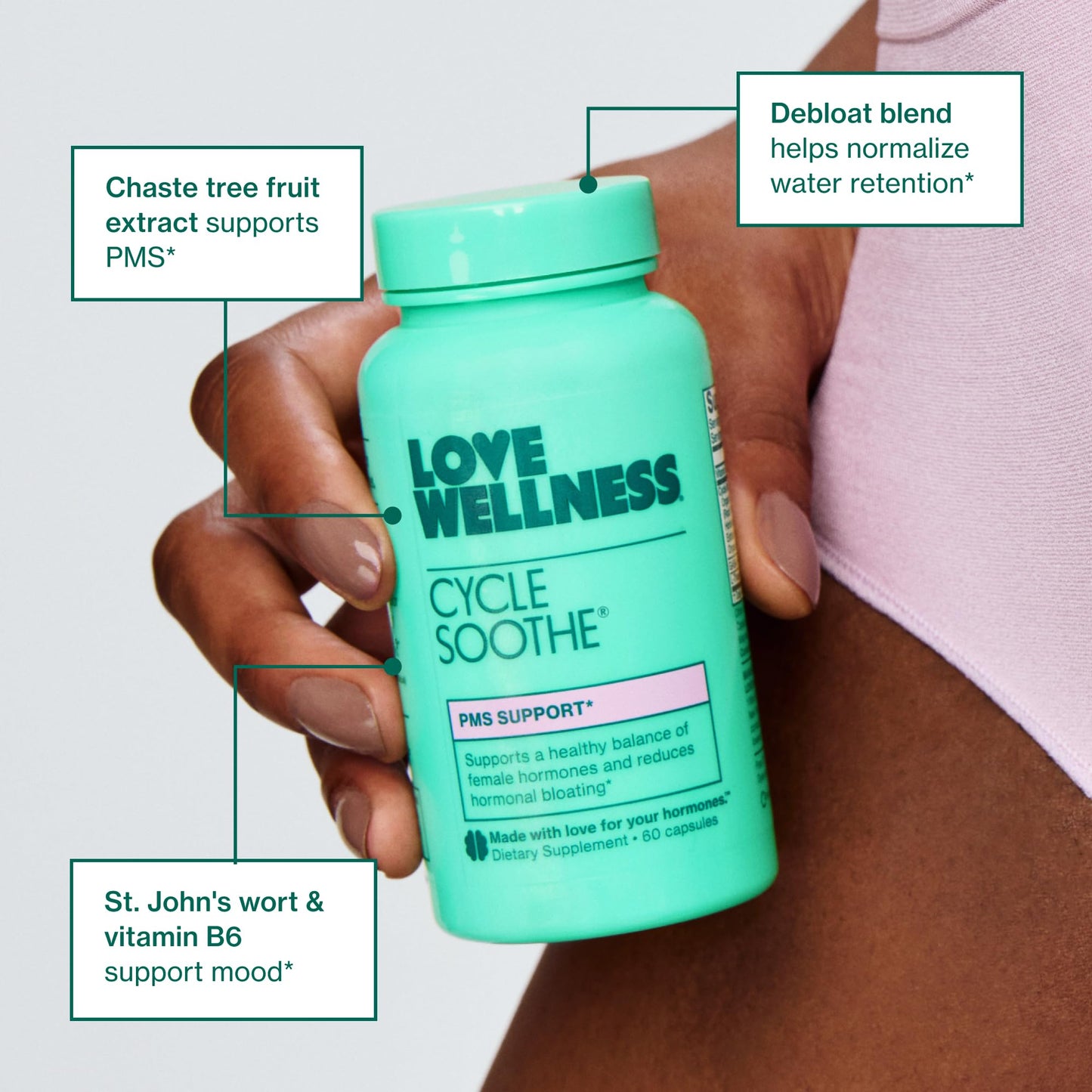 Love Wellness Cycle Soothe Supplement | Promotes a Happy Mood | Helps with PMS Hormones, Stress Relief, & Improves Mood | 60 Capsules - Maple Wellness Supplements